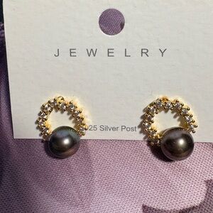 Elegant Gold and Silver freshwater Pearl Earrings